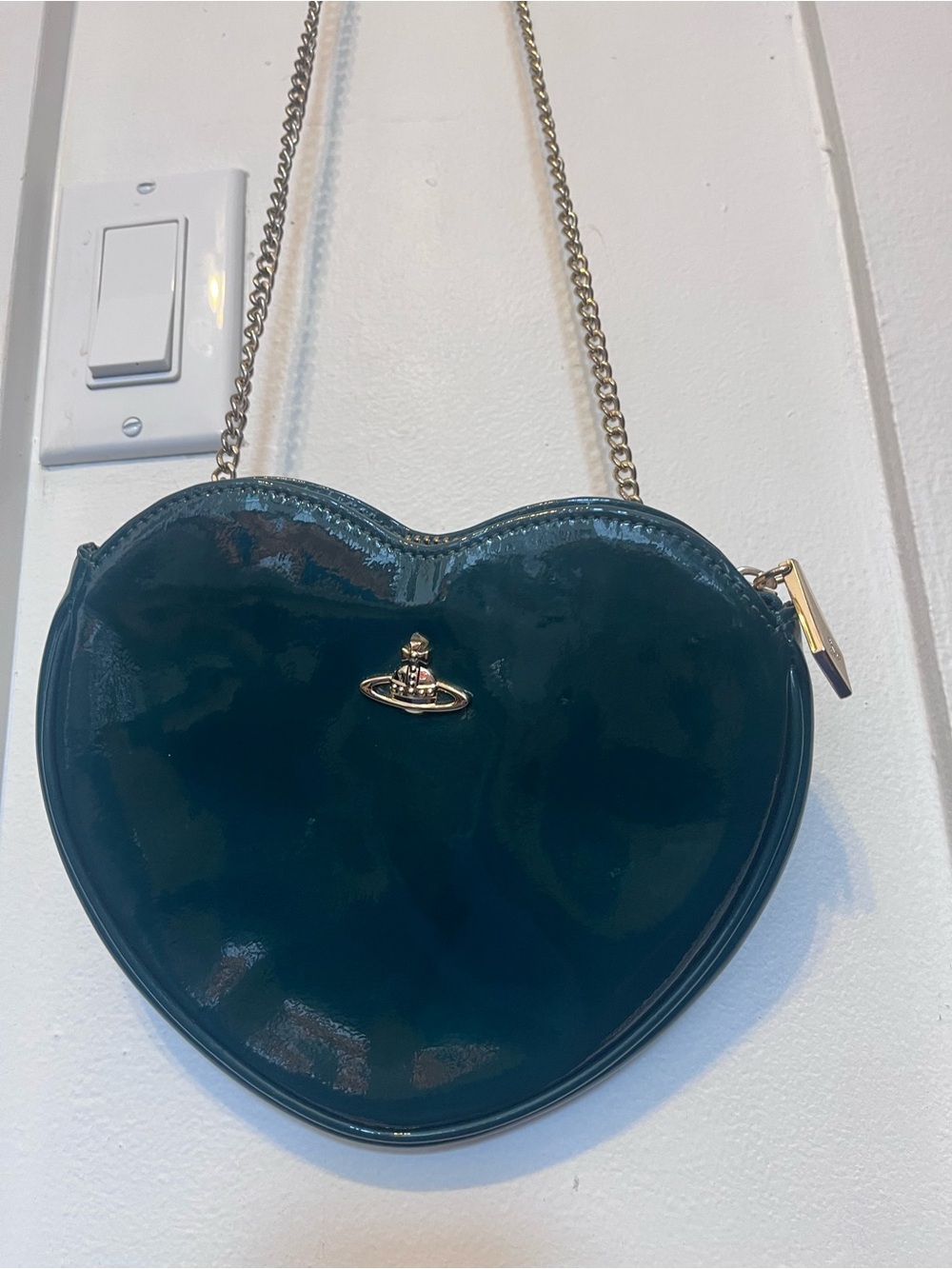Vivienne Westwood green Patent Heart Crossbody